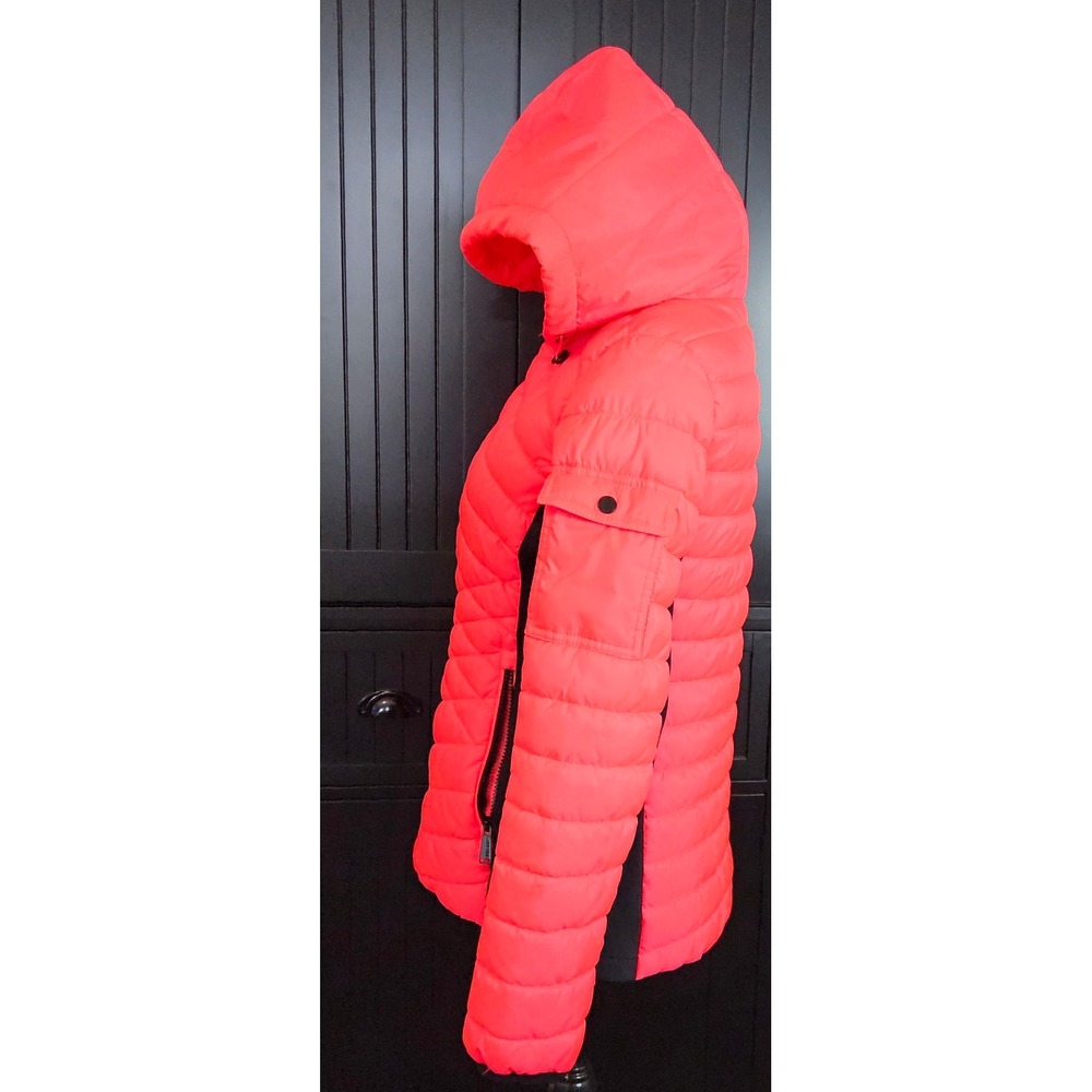 Calvin Klein Performance Puffer Jacket Womens Small Pink Hooded Mixed Media - Picture 7 of 12